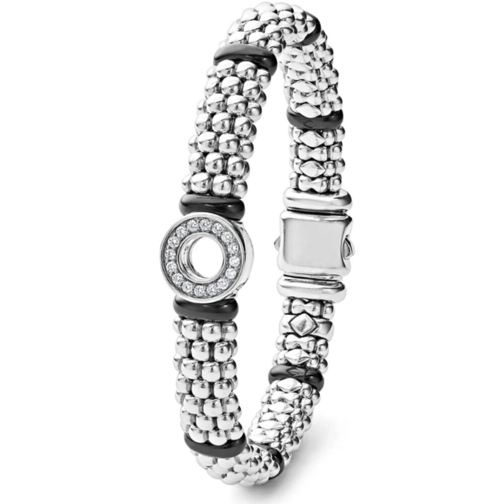 Black Ceramic and Diamond Circle Bracelet from Lagos Sz6 and Sz7( 9mm) - Picture 3 of 11